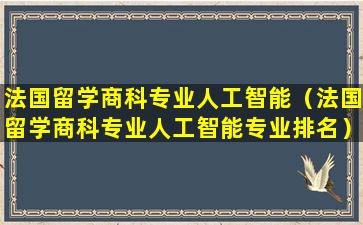 法国留学商科专业人工智能（法国留学商科专业人工智能专业排名）