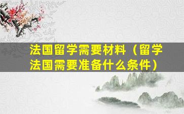 法国留学需要材料（留学法国需要准备什么条件）