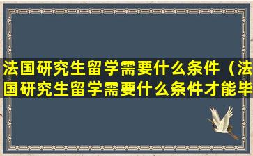 法国研究生留学需要什么条件（法国研究生留学需要什么条件才能毕业）