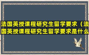 法国英授课程研究生留学要求（法国英授课程研究生留学要求是什么）