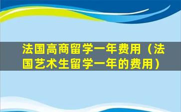 法国高商留学一年费用（法国艺术生留学一年的费用）