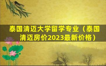 泰国清迈大学留学专业（泰国清迈房价2023最新价格）