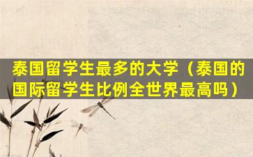泰国留学生最多的大学（泰国的国际留学生比例全世界最高吗）