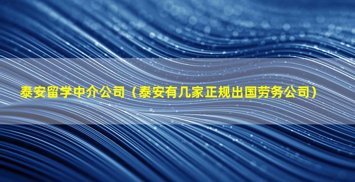 泰安留学中介公司（泰安有几家正规出国劳务公司）