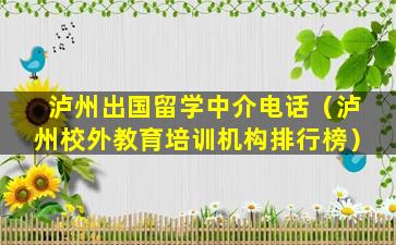 泸州出国留学中介电话（泸州校外教育培训机构排行榜）
