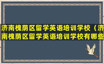 济南槐荫区留学英语培训学校（济南槐荫区留学英语培训学校有哪些）