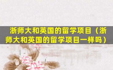 浙师大和英国的留学项目（浙师大和英国的留学项目一样吗）