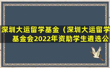 深圳大运留学基金（深圳大运留学基金会2022年资助学生遴选公告）