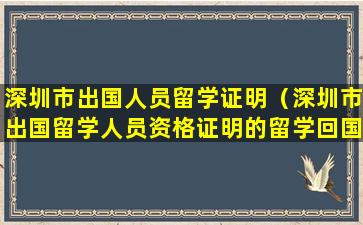 深圳市出国人员留学证明（深圳市出国留学人员资格证明的留学回国人员）