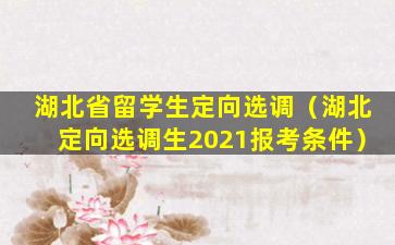 湖北省留学生定向选调（湖北定向选调生2021报考条件）