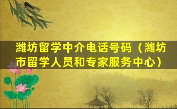 潍坊留学中介电话号码（潍坊市留学人员和专家服务中心）