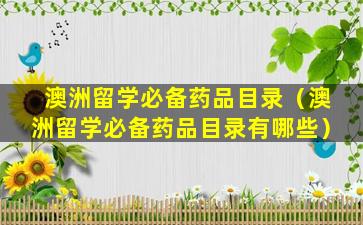 澳洲留学必备药品目录（澳洲留学必备药品目录有哪些）