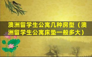 澳洲留学生公寓几种房型（澳洲留学生公寓床垫一般多大）