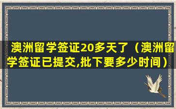 澳洲留学签证20多天了（澳洲留学签证已提交,批下要多少时间）