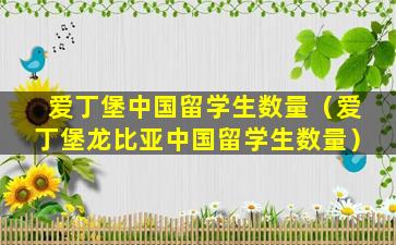 爱丁堡中国留学生数量（爱丁堡龙比亚中国留学生数量）