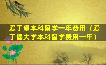 爱丁堡本科留学一年费用（爱丁堡大学本科留学费用一年）