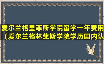 爱尔兰格里菲斯学院留学一年费用（爱尔兰格林菲斯学院学历国内认可吗）