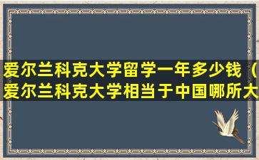 爱尔兰科克大学留学一年多少钱（爱尔兰科克大学相当于中国哪所大学）