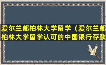 爱尔兰都柏林大学留学（爱尔兰都柏林大学留学认可的中国银行存款）