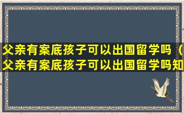 父亲有案底孩子可以出国留学吗（父亲有案底孩子可以出国留学吗知乎）