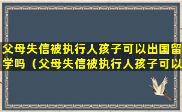 父母失信被执行人孩子可以出国留学吗（父母失信被执行人孩子可以出国留学吗怎么办）