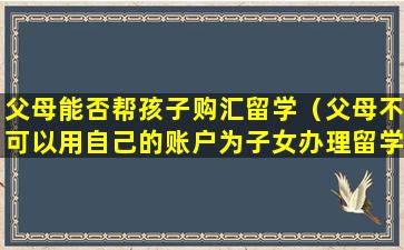 父母能否帮孩子购汇留学（父母不可以用自己的账户为子女办理留学购付汇）