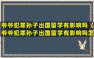 爷爷犯罪孙子出国留学有影响吗（爷爷犯罪孙子出国留学有影响吗怎么办）