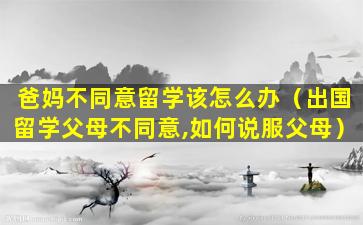 爸妈不同意留学该怎么办（出国留学父母不同意,如何说服父母）