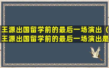 王源出国留学前的最后一场演出（王源出国留学前的最后一场演出是真的吗）