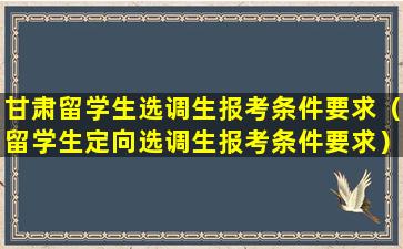 甘肃留学生选调生报考条件要求（留学生定向选调生报考条件要求）