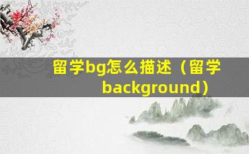 留学bg怎么描述（留学background）