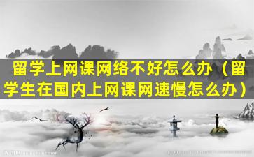 留学上网课网络不好怎么办（留学生在国内上网课网速慢怎么办）