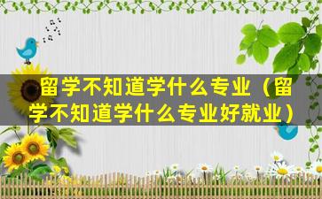留学不知道学什么专业（留学不知道学什么专业好就业）