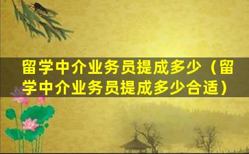 留学中介业务员提成多少（留学中介业务员提成多少合适）