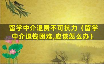 留学中介退费不可抗力（留学中介退钱困难,应该怎么办）