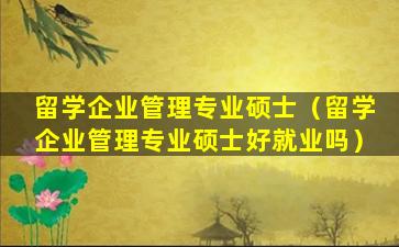 留学企业管理专业硕士（留学企业管理专业硕士好就业吗）