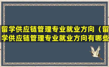 留学供应链管理专业就业方向（留学供应链管理专业就业方向有哪些）