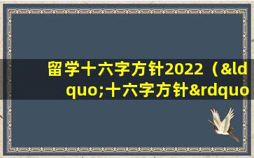 留学十六字方针2022（“十六字方针”准确把握新时期留学工作）