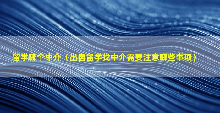 留学哪个中介（出国留学找中介需要注意哪些事项）