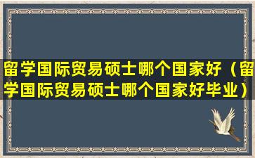 留学国际贸易硕士哪个国家好（留学国际贸易硕士哪个国家好毕业）