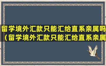 留学境外汇款只能汇给直系亲属吗（留学境外汇款只能汇给直系亲属吗为什么）