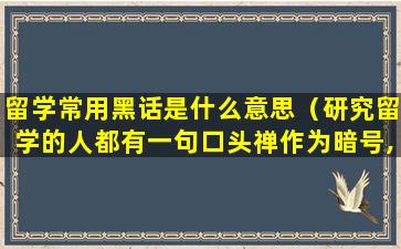 留学常用黑话是什么意思（研究留学的人都有一句口头禅作为暗号,你知道是什么吗）