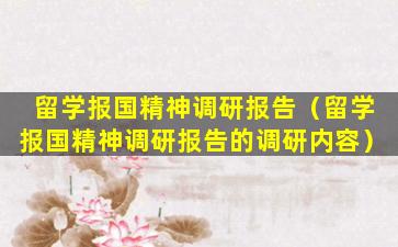 留学报国精神调研报告（留学报国精神调研报告的调研内容）