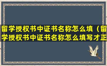 留学授权书中证书名称怎么填（留学授权书中证书名称怎么填写才正确）