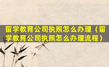 留学教育公司执照怎么办理（留学教育公司执照怎么办理流程）