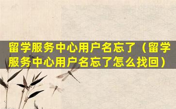 留学服务中心用户名忘了（留学服务中心用户名忘了怎么找回）