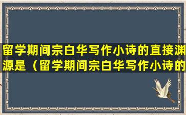 留学期间宗白华写作小诗的直接渊源是（留学期间宗白华写作小诗的直接渊源是受什么的影响）