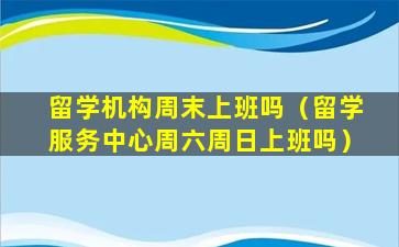 留学机构周末上班吗（留学服务中心周六周日上班吗）