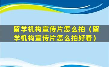 留学机构宣传片怎么拍（留学机构宣传片怎么拍好看）