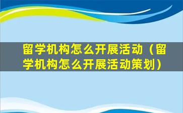 留学机构怎么开展活动（留学机构怎么开展活动策划）